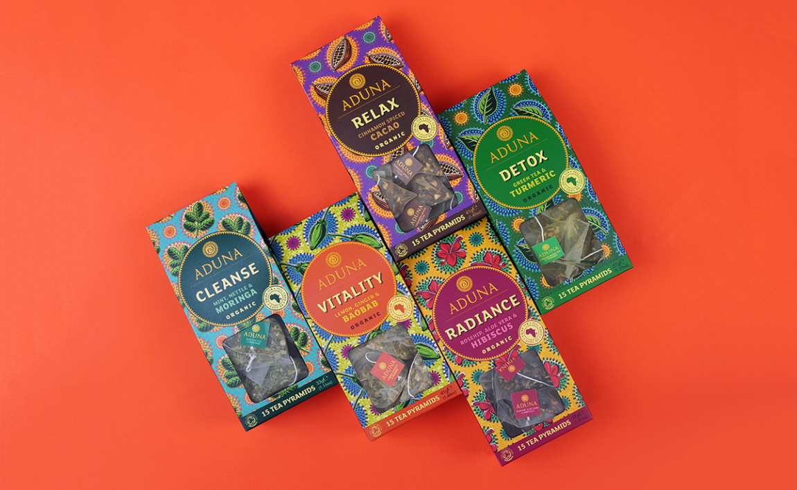 阿杜纳茶品牌包装设计，大胆而生动食品vi设计