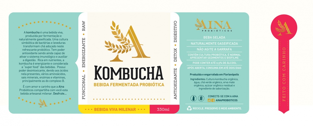 饮料品牌AinaKombucha品牌设计和产品包装