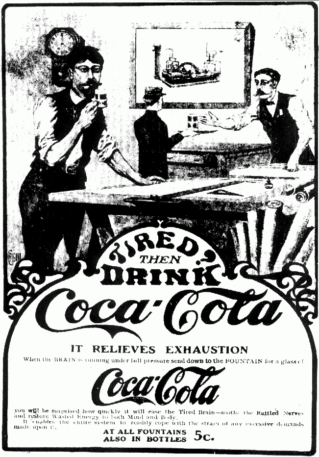 coca-cola poster it relieves exhaustion